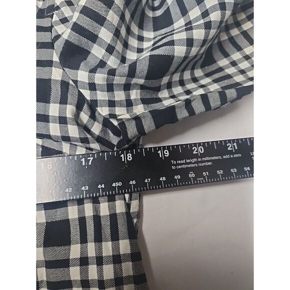 Talbots Women's S Petite Long Sleeve Button Up White/Black‎ Plaid Metallic Plaid - Picture 6 of 7